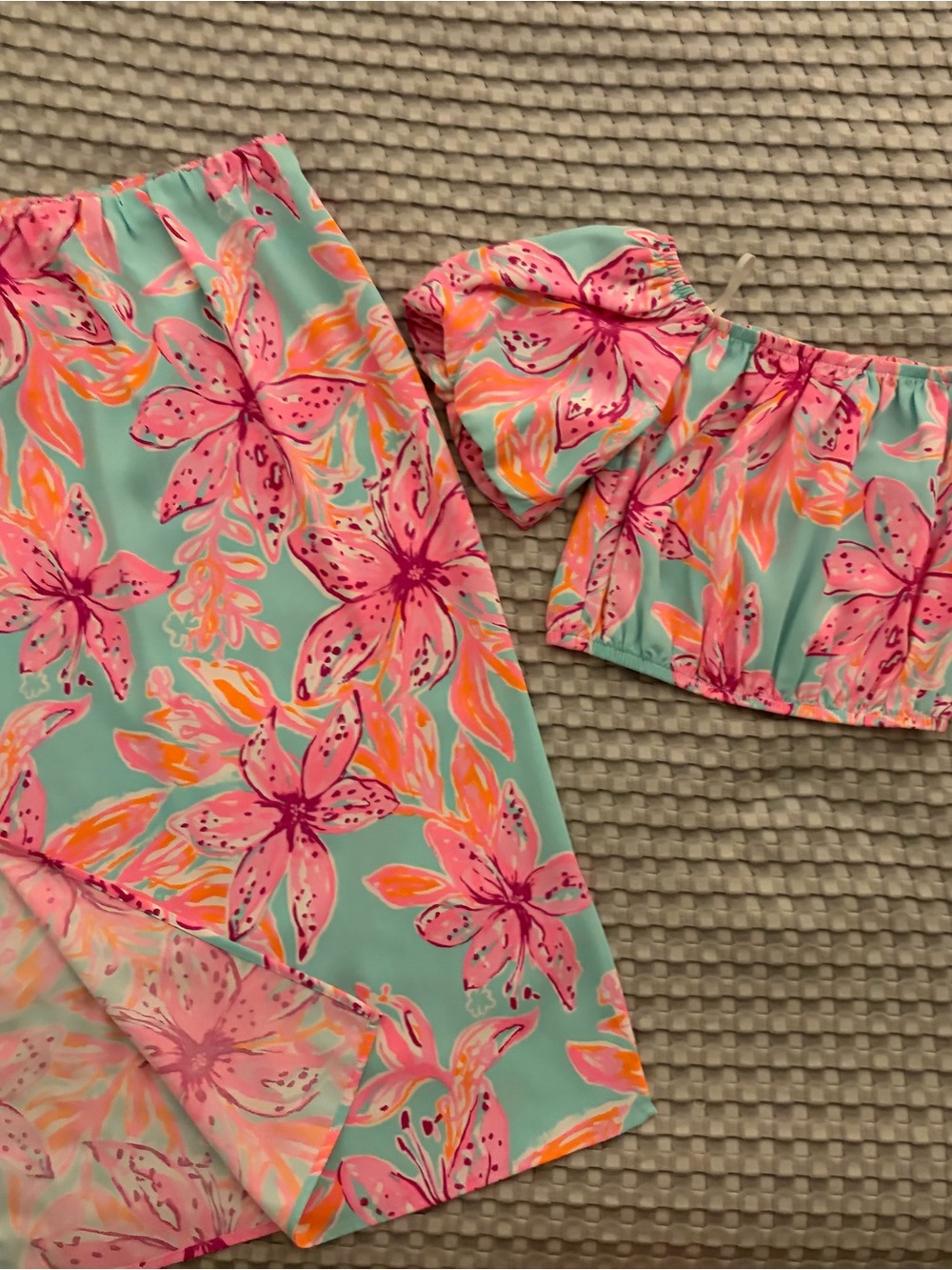Lilly Pulitzer Pink & Aqua Floral Skirt Set